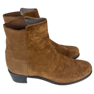 Stuart Weitzman Chelsea Boots Womens 11 Brown Suede Leather Easyon Reserve 5050